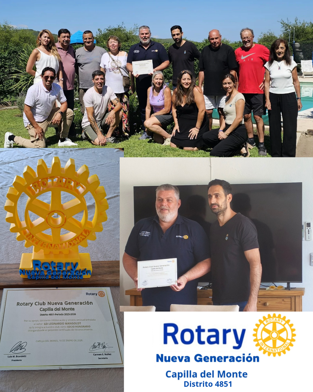 Designación del gobernador de distrito Leonardo Mangoldt como socio honorario